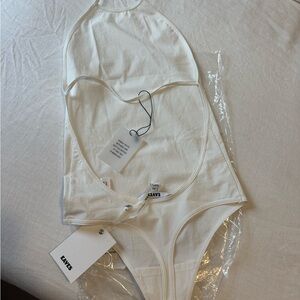 EAVES (Revolve) White Halter Bodysuit